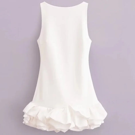 Serelia Damen Minikleid mit Volants und Offenem Rücken