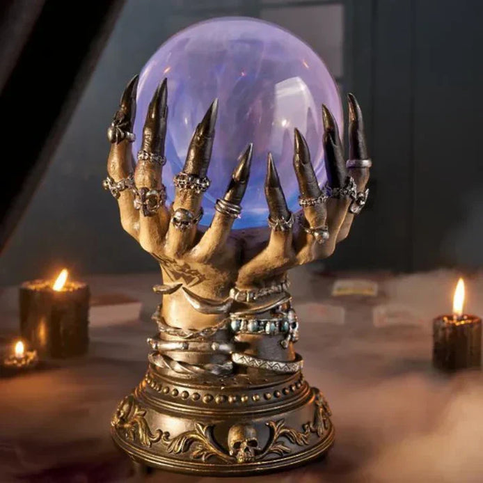 Mystische Tischleuchte mit dekorativem Kristallkugel-Design