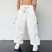 Varento Cargo Hose mit geradem Schnitt und Kordelzug – Freizeit Hose mit Taschen