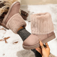 Damen Winterstiefeletten aus Wildleder mit Plüschfutter und Rippbund – Suvelina
