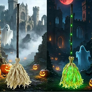 Beweglicher Halloween Hexenbesen mit Licht- und Soundeffekten, 90 cm – Hexavella