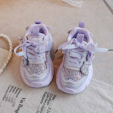 Butterina Mädchen Sneakers mit Schnürverschluss und Pailletten