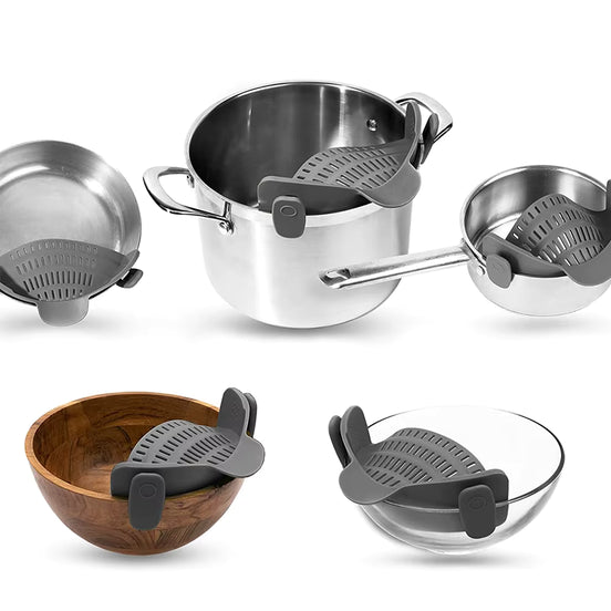 ClipStrain Silikon Sieb – Flexibler Topfaufsatz zum sicheren Abgießen