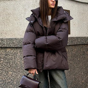 Damen Winterjacke mit abnehmbarer Kapuze und Stehkragen – Norvella