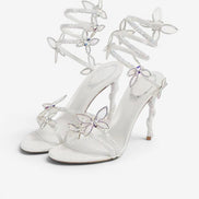 Florencia Damen Sandalen mit Knöchelriemen und floralem Detail