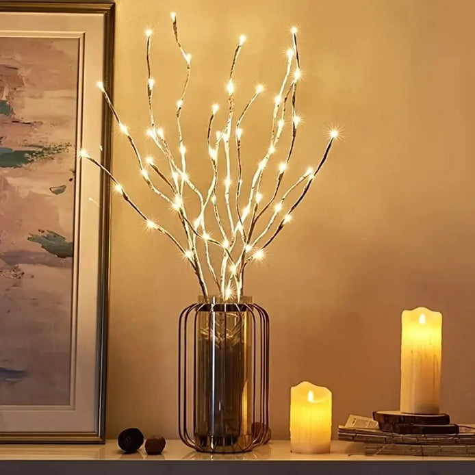 LumiBirch LED-Zweiglicht – Batteriebetriebene Dekobirke für Innen & Außen