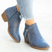Zorella Damen Ankle Boots mit Reißverschluss und Blockabsatz