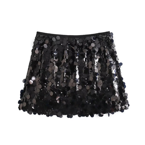Pailletten Minirock mit hoher Taille für Damen – Luméa