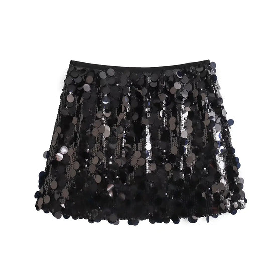 Pailletten Minirock mit hoher Taille für Damen – Luméa