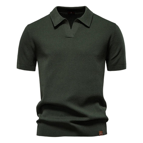 Calviro Polo Herren kurzarm Polyester Viskose Kragen mit Knopfleiste einfarbig