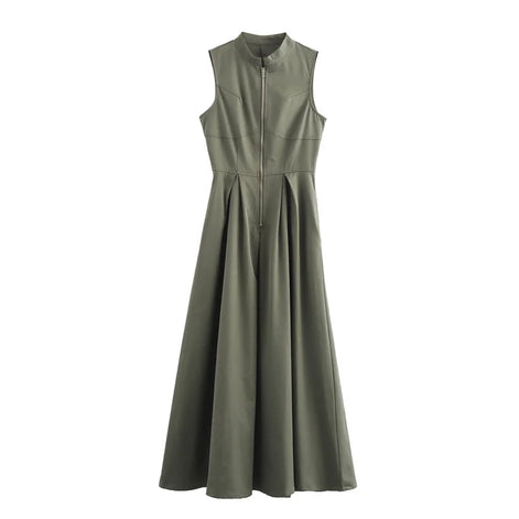 Damen Ärmelloses Midikleid mit Plisseefalten und Reißverschluss – Elanora