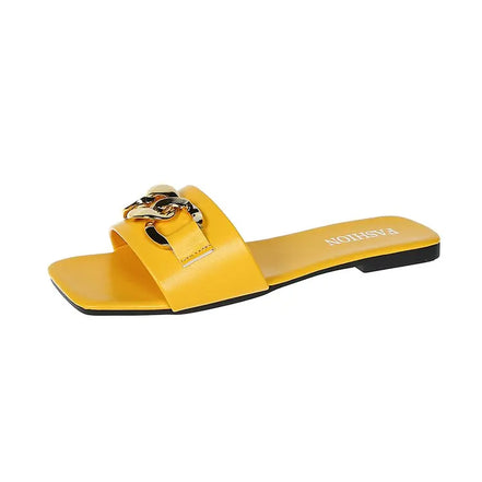 Damen-Sandalen mit Metallkette und flacher Sohle – Auréline