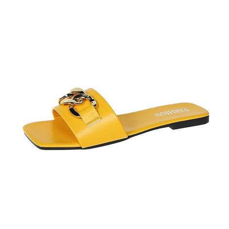 Damen-Sandalen mit Metallkette und flacher Sohle – Auréline