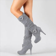 Avelina Damen Kniehohe Stiefel mit spitzer Form und hohem Absatz
