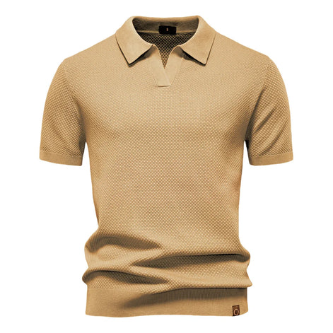 Calviro Polo Herren kurzarm Polyester Viskose Kragen mit Knopfleiste einfarbig