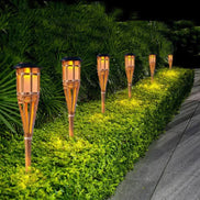 Solar-Gartenfackeln mit Flammenlichteffekt im 5er-Set für den Außenbereich