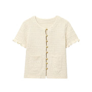 Kurzarm Strickcardigan mit Knopfleiste für Damen – LioraBelle