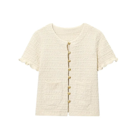 Kurzarm Strickcardigan mit Knopfleiste für Damen – LioraBelle