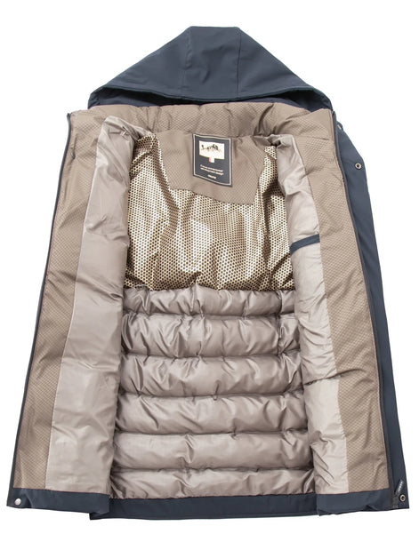 Herren Winterjacke mit abnehmbarer Kapuze und Reißverschluss Norvellan
