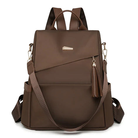 Tasselora Damen Anti-Diebstahl Rucksack aus Nylon mit Quasten-Detail