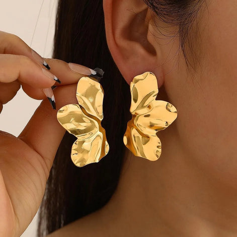 Florielle Damen Ohrhänger mit Doppeltem Blütendesign