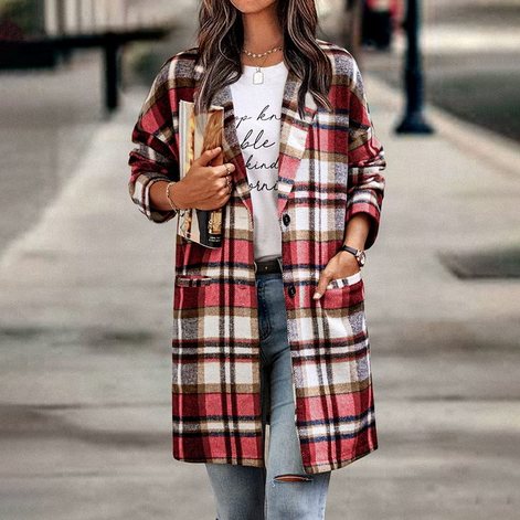 Damen Jacke mit Umlegekragen und Knopfleiste – Veloura