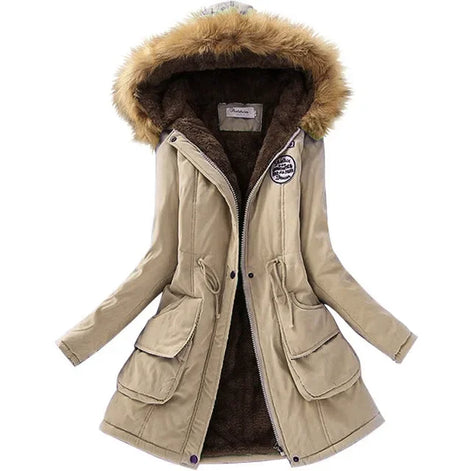 Damen Winterparka mit Kapuze und Fellkragen – Norvella