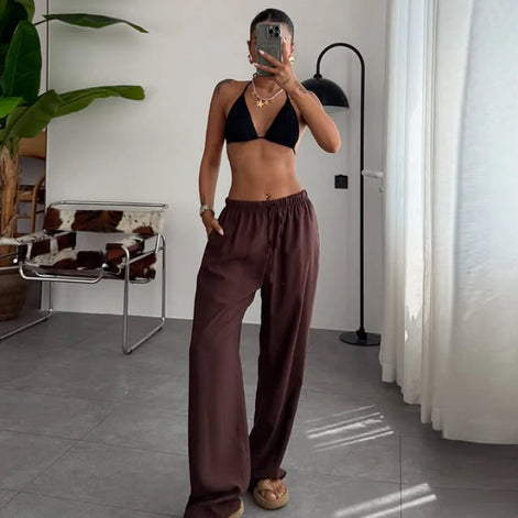 Velmira Damen Weite Sommerhose mit Hoher Taille und Lockerem Schnitt