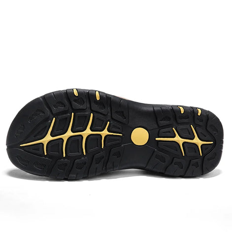 Veltrano Herren Ledersandalen mit Klettverschluss