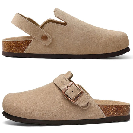 Velmora Unisex Clogs mit Korkfußbett und verstellbarem Riemen