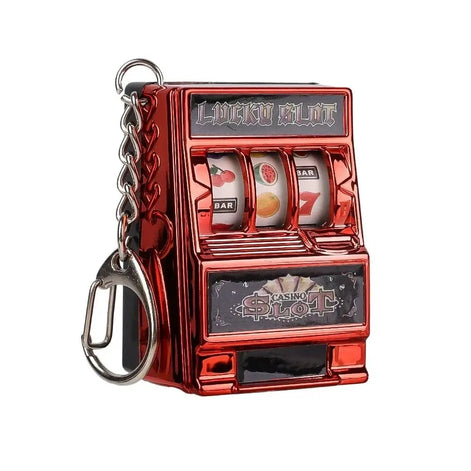 Mini-Spielautomaten-Schlüsselanhänger mit Drehmechanismus