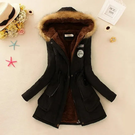 Damen Winterparka mit Kapuze und Fellkragen – Norvella