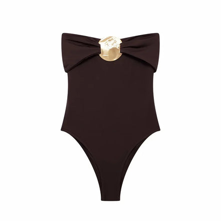 Schulterfreier Damen-Body mit Schleifendetail – Veloura