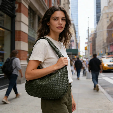 Geflochtene Damen Schultertasche aus Kunstleder – Velmira