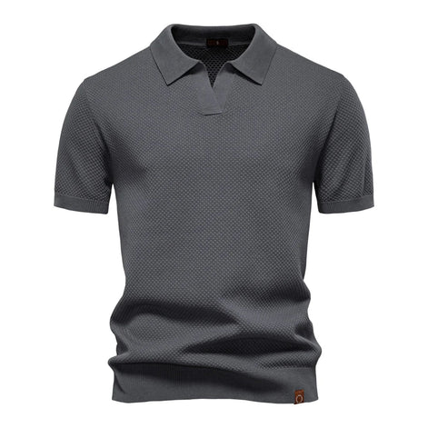 Calviro Polo Herren kurzarm Polyester Viskose Kragen mit Knopfleiste einfarbig