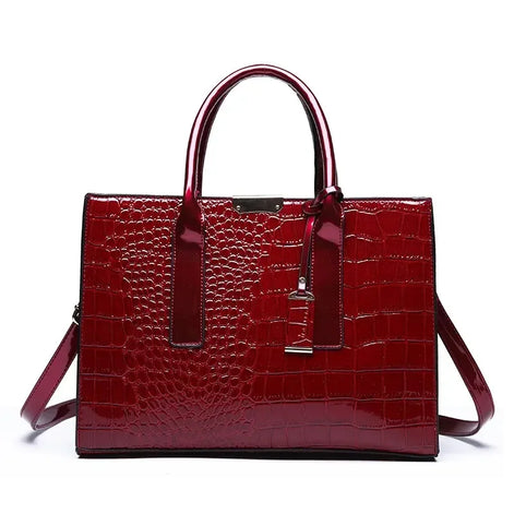 Damen Tote Bag aus PU mit Kroko-Prägung und Reißverschluss