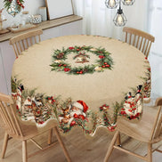 Weihnachtstischdecke mit Weihnachtsmann- und Schneemannmotiv – Festoria
