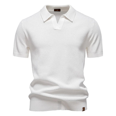 Calviro Polo Herren kurzarm Polyester Viskose Kragen mit Knopfleiste einfarbig