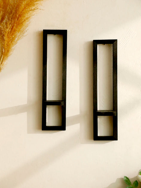 Velvara Wandkerzenhalter aus Holz mit Ablagefläche