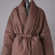 Damen Winterjacke mit Taillengürtel und Taschen Velmaria
