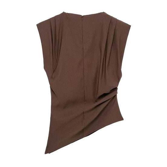 Elara Asymmetrisches Damen Top mit Drapierung