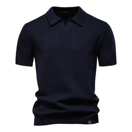 Calviro Polo Herren kurzarm Polyester Viskose Kragen mit Knopfleiste einfarbig