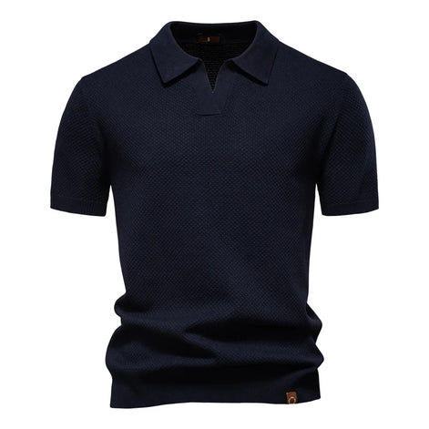 Calviro Polo Herren kurzarm Polyester Viskose Kragen mit Knopfleiste einfarbig