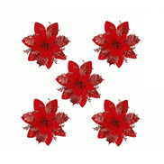 Künstliche Weihnachtsblumen mit Glitzer im 5er-Set – Florenza