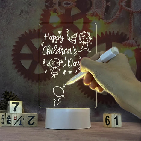 Lunaris LED-Memoleuchte – USB-Acryltafellicht mit Schreibtafel
