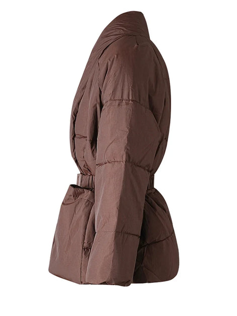 Damen Winterjacke mit Taillengürtel und Taschen Velmaria
