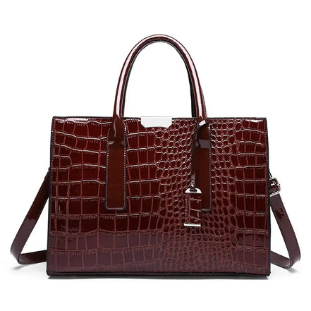 Damen Tote Bag aus PU mit Kroko-Prägung und Reißverschluss