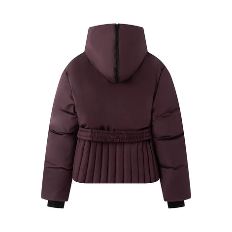 Damen Winterjacke mit Kapuze, Gürtel und wattierter Füllung – Virelta
