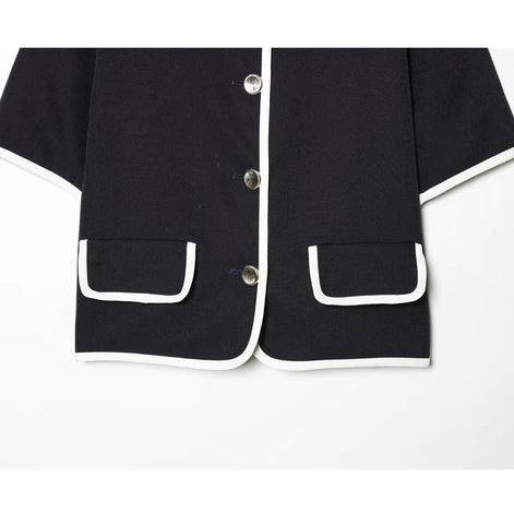 Damen Cropped Blazer mit Kurzarm und Taschen – Elviane