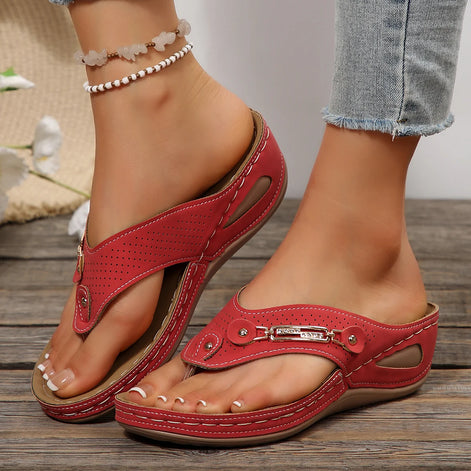 Solviana Damen Sandalen mit Keilsohle und Verstellbarem Riemendesign